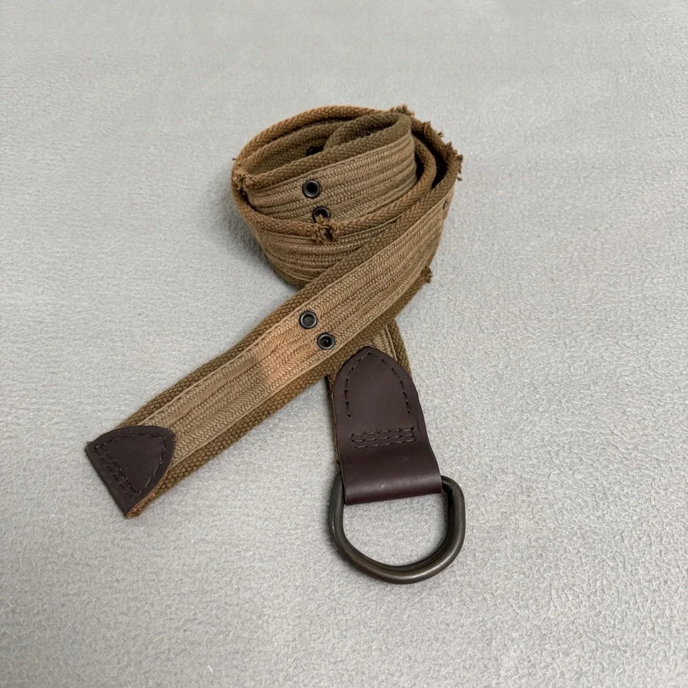 Canvas Belt Mens 31 Brown Distressed Military Punk Grunge D-Ring